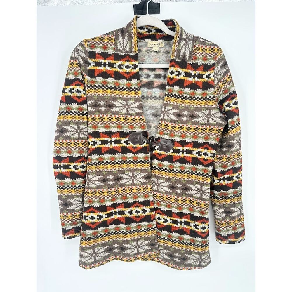 One World Live and Let Live Women M Knit Cardigan Sweater Southwest Boho Aztec
